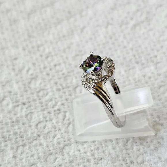Sparkling Genuine Mystic Topaz Sterling Silver Ring. Size 6! - Picture 5 of 8